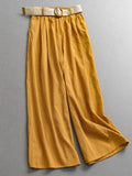 Free belt, solid color elastic waist thin loose wide-leg pants  summer new legs long women's casual pants X367
