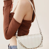 spring and summer new leather small fragrant chain messenger bag cowhide  high-end shoulder underarm bag women's bag