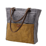 KKBOXLY 2025 Korean version of fashionable new oil wax canvas women's bag simple waterproof cloth bag retro contrasting color shoulder bag portable shopping bag