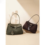 2025 popular New Autumn and Winter Premium Frosted Cowhide Medieval Underarm Bag Kelly Bag Portable One Shoulder Crossbody Large Bag Women's Bag
