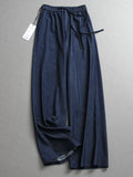 Drawstring elastic waist loose thin imitation denim drape thin straight mopping pants wide leg women's pants casual pants L630