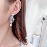 2025 New colored zircon earrings in summer 2023, colored crystal zircon long earrings, women's fresh flower earrings.