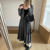 spring pair of placket straps design sense knitted sweater cardigan v-neck wool blend short Internet celebrity top women