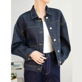 Retro lapel pocket casual denim jacket women's spring and autumn thin temperament small fragrant top