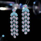 2025 Heavy Industry Exaggerated Earrings Wholesale Luxury High-end Color Zircon Evening Banquet Dress with Long Fringed Earrings