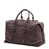 KKBOXLY 2025 Muchuan large-capacity portable travel bag, 2025 waterproof oil wax canvas messenger bag with cowhide fitness sports bag