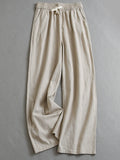 Solid color thin drape breathable elastic waist loose straight-leg pants thin wide-leg pants women's pants floor-mopping casual pants K792