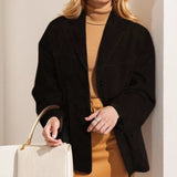 2025 spring new  women's clothing temperament retro style brown loose pocket suede long-sleeved blazer women