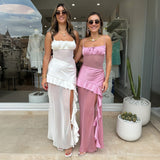 2025 K25DS006  Popular trade  summer women's clothing new multi-color sexy ruffle edge split suspender dress