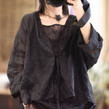 2025  22/4 constant tone, simple casual and light ramie spring and summer sunscreen clothing, solid color outer shirt