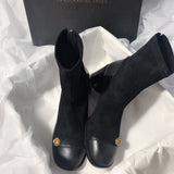 2025  Short Heel Round Head Splicing Elastic Skinny Boots High Heel Back Zipper Women's Boots