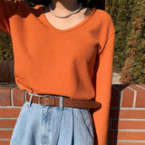 Spring casual design U-neck snake bone pattern T-shirt niche unique thin front shoulder wear temperament top women