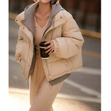2025 Huge and thin! Three-proof white goose down bread clothes, stand-up collar down jackets for women, high-end women's short winter goose down clothes.