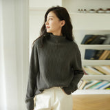 Temperament solid color turtleneck wool sweater women's clothing autumn and winter soft waxy pit strip sweater can be worn outside pure wool long-sleeved knitted sweater