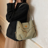 KKBOXLY 2025 Casual commuting retro matte large-capacity bag women's popular new autumn and winter double shoulder back bag single shoulder tote bag