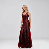 2025New Fishtail Evening Dress  New V-Neck Sexy Long Formal Ball Sequins Party Dress Woman