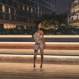 summer  New new special printing sexy slim backless shoulder neck women's onesie
