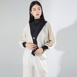 2025 Knitted cardigan autumn women's loose bat sleeve single-breasted temperament Korean version of gentle style versatile long-sleeved cardigan jacket
