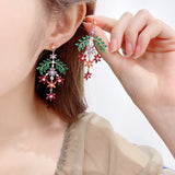 2025 Korean style heavy industry color zircon earrings women's copper inlaid zirconium fringed earrings silver needle personalized flower branch earrings