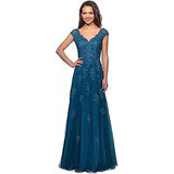 2025Hot trade evening dress women's shoulder long ball dress A-shaped skirt lace applique mesh formal party dress
