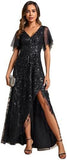 2025sequined V-neck split annual meeting dress  new sexy catwalk banquet  evening dress