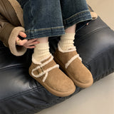 2025  thick-soled snow boots women's winter new retro Birkenstocks plush warm flat cotton shoes fluffy short boots