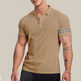 KKBOXLY 2025 popular New summer new polo shirt men's t-shirt lapel top n casual slim-fit striped polo shirt men's