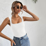 popular spot New  hot-selling sexy U-neck slim-fit T-shirt solid color versatile vest top female