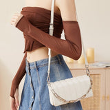 spring and summer new leather small fragrant chain messenger bag cowhide  high-end shoulder underarm bag women's bag