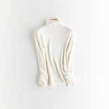 Simple solid color heap collar bottoming shirt women's  spring new temperament slim fit inside can be worn outside long-sleeved top