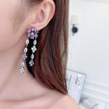 2025 Niche light luxury high-end dinner dress with bridal earrings trendy long modified face flower fringed earrings