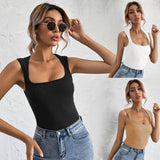 popular spot New  hot-selling sexy U-neck slim-fit T-shirt solid color versatile vest top female