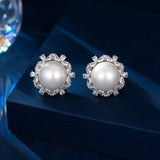 2025 S925 silver needle new fashion temperament earrings niche high-end trendy earrings simple versatile zircon pearl stud earrings