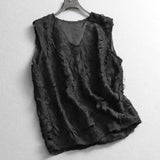 Heavy industry tape embroidered hollow sleeveless top  summer new high-end commuter women's sling vest X337