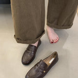 2025  Retro British style loafers popular autumn and winter versatile new flat-bottomed niche flat-bottomed Doudou versatile small leather shoes tide