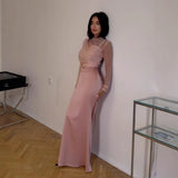2025 spring New Popular, , Middle East Popular trade women's clothing independent station  sexy hip-wrapped mesh pleated evening dress