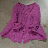 2025  24/1 SN10 casual literary versatile solid color linen long-sleeved cardigan button-up shirt