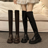 2025  Retro British style thick-soled heightening boots popular autumn and winter new knee versatile thin boots tall knight boots