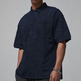 KKBOXLY 2025 popular summer new lapel button T-shirt men's retro washed heavy short-sleeved loose casual top men's