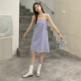 summer new adjustable sleeveless suspender skirt Internet celebrity style backless sexy babes cotton and linen skirt women's clothing