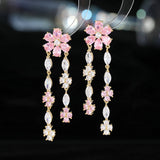 2025 Niche light luxury high-end dinner dress with bridal earrings trendy long modified face flower fringed earrings