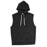 KKBOXLY 2025 New 2025 men's casual European size summer knitted texture hoodie sleeveless T-shirt pouch drawstring back