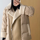 2025 Lamb fur down jacket women's high-end women's leather jacket winter Pinghu short big fur collar splicing winter clothing