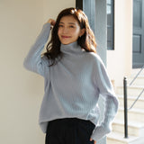 Temperament solid color turtleneck wool sweater women's clothing autumn and winter soft waxy pit strip sweater can be worn outside pure wool long-sleeved knitted sweater