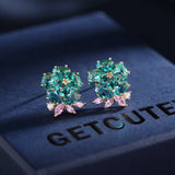 2025 S925 Silver Needle Korean Edition Small Fresh Earrings Sweet Temperament Earrings Zircon Inlaid Simple Color Flower Stud Earrings Women