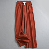 Solid color thin drape breathable elastic waist loose straight-leg pants thin wide-leg pants women's pants floor-mopping casual pants K792
