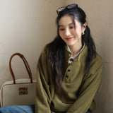 Warm stand-up neck sweater women's clothing  autumn and winter fashion versatile top with shoulder sleeves and double-sided Austrian velvet loose jumper