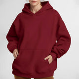 2025 popular autumn  women's clothing temperament commuting solid color loose pocket fashion casual hooded sports sweater 661