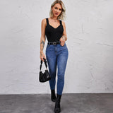 Knitted solid color vest popular summer new New  sexy V-neck thin versatile suspender top women