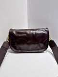 women's bag leather saddle bag wide shoulder strap crossbody shoulder bag retro  style bag vegetable tanned leather 96018